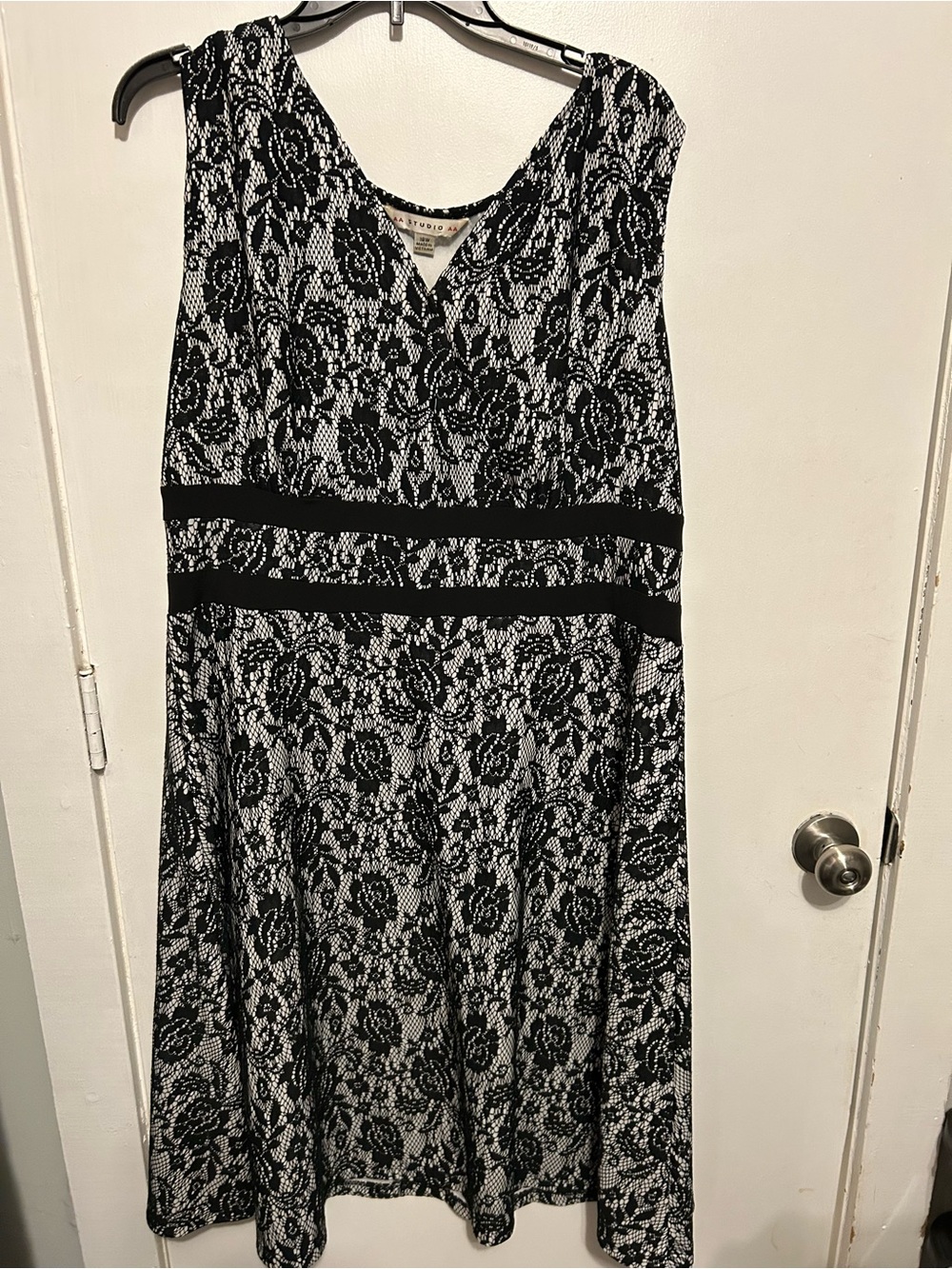 Aa Studio Black and White Lace Overlay Dress